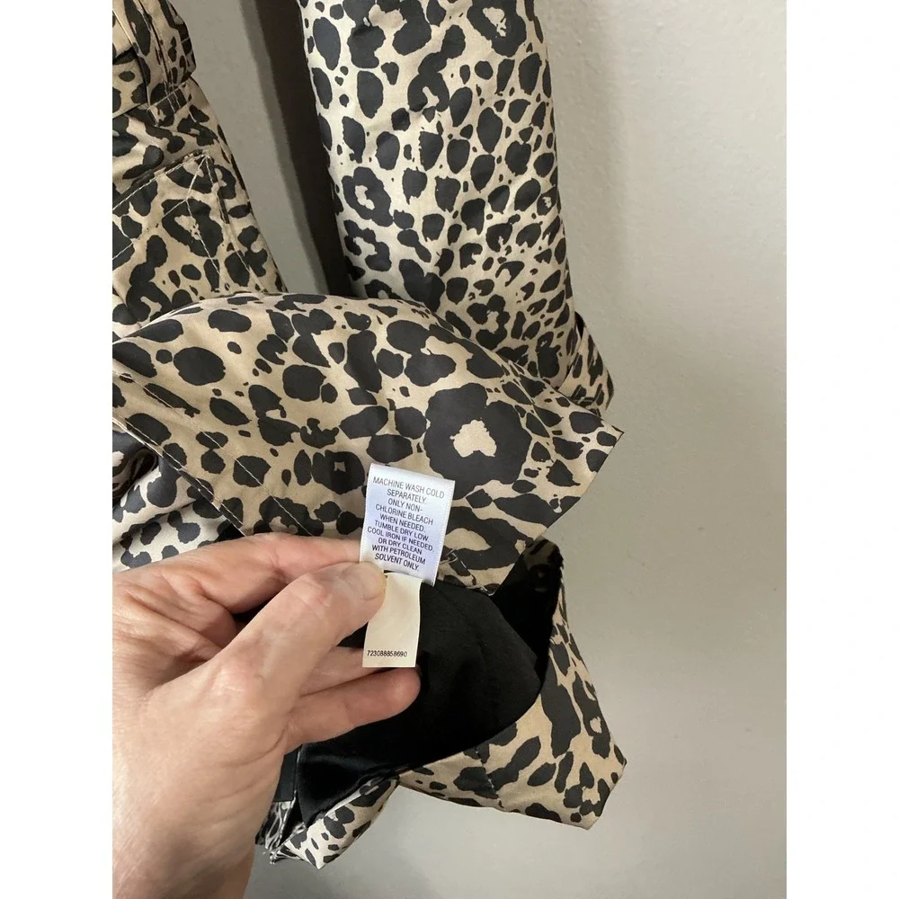 Dana Buchman Leopard‎ Print Double Breasted Belted Trench Coat Tan Black Large